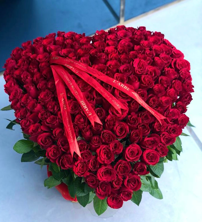 Mix flowers basket  “heart red”