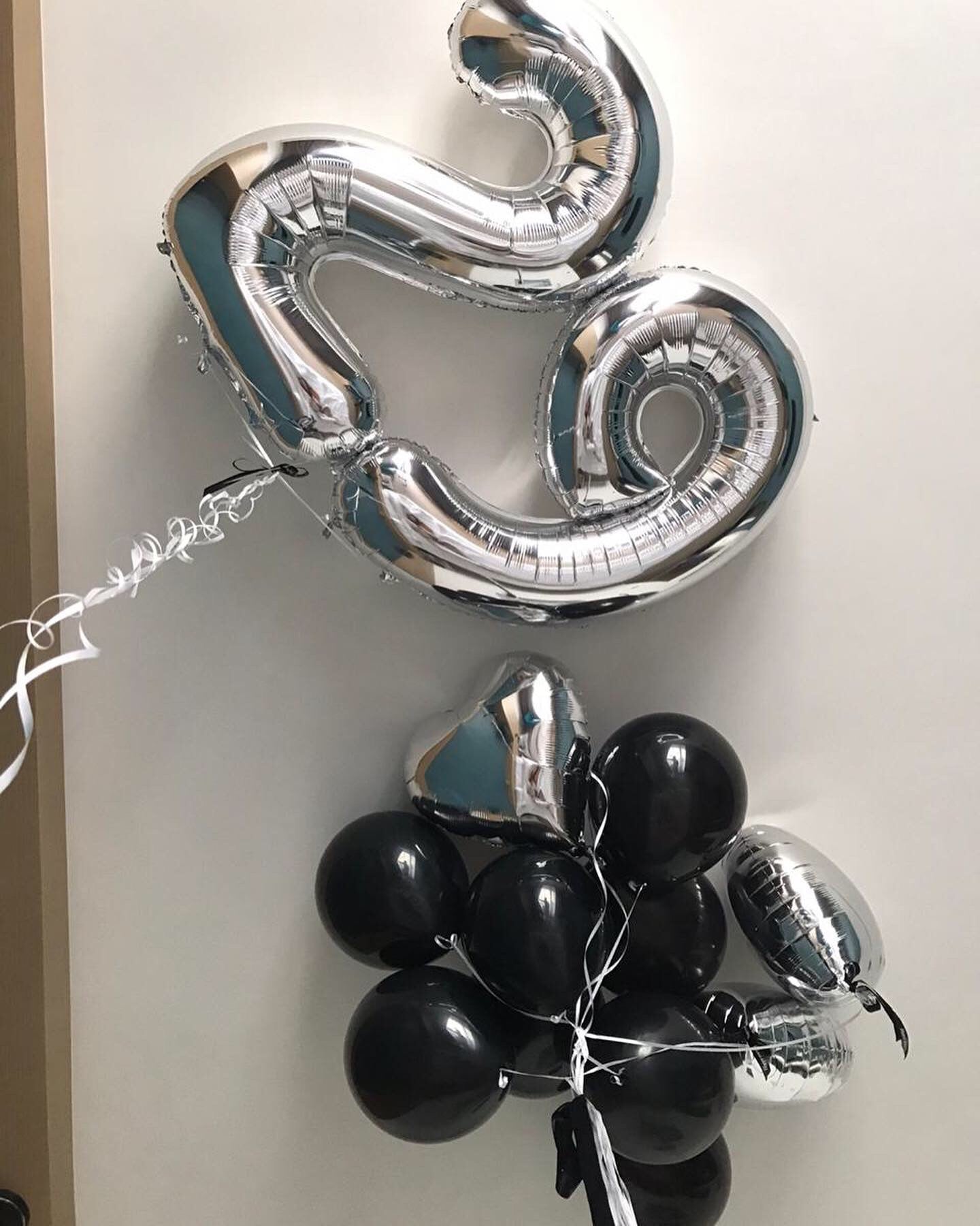 HELIUM BALLOONS SET “BLACK AND SILVER” (0070)