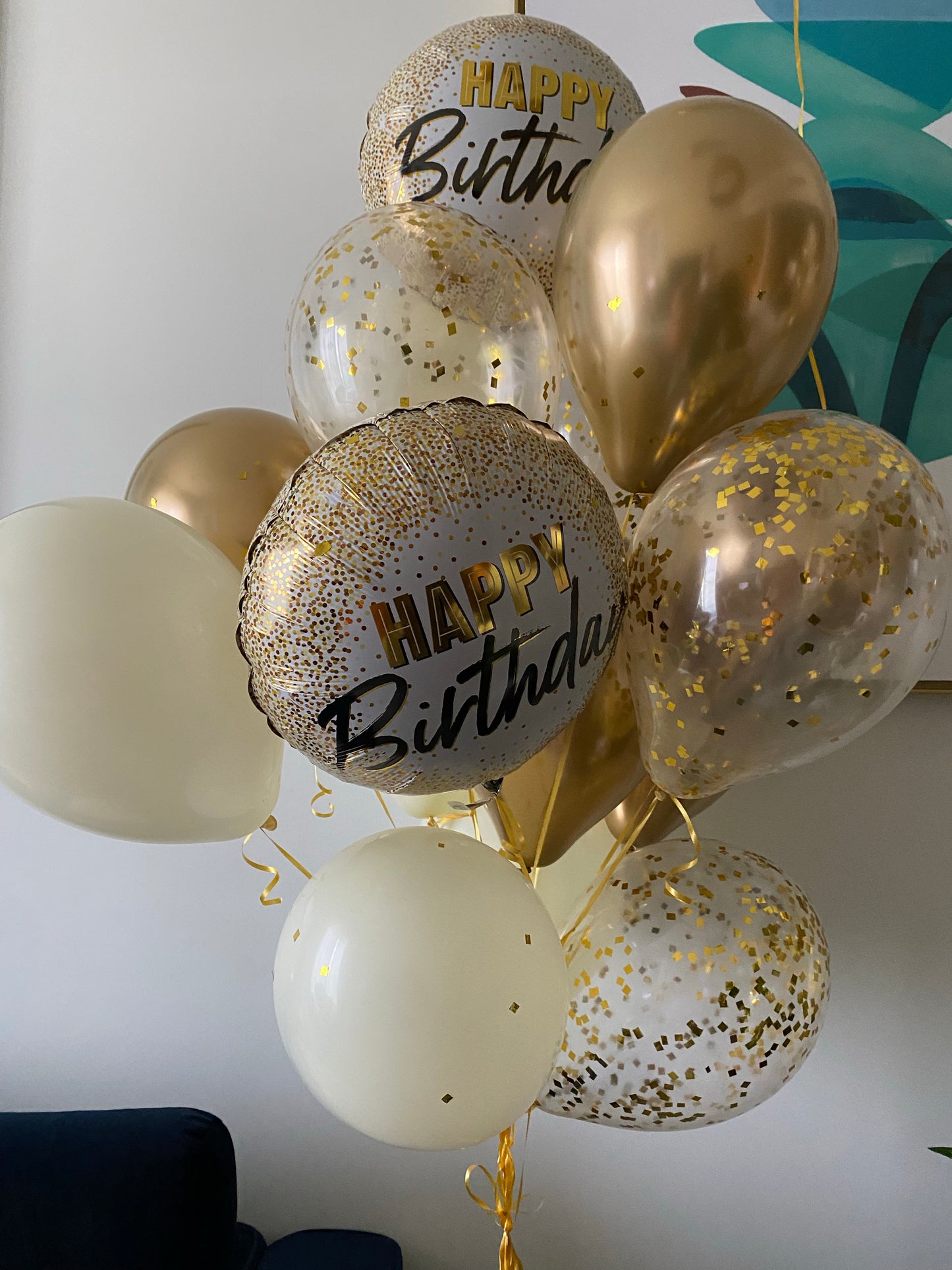 Balloons Happy Birthday gold (0009)