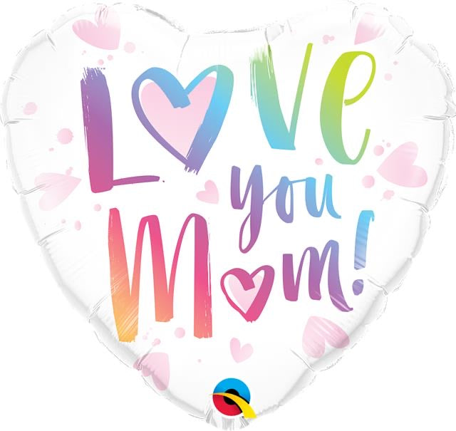 HELIUM BALLOON “LOVE YOU MOM” WHITE HEART #03
