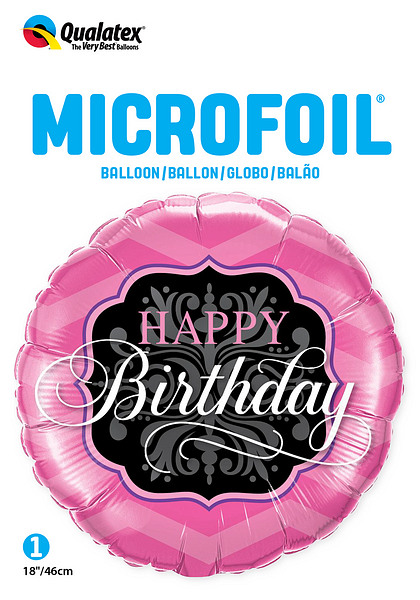 HELIUM BALLOONS “HAPPY BIRTHDAY” PINK AND BLACK